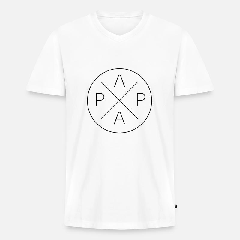 Papa Logo Vater Geburt Geschenkidee - Männer Premium Bio T-Shirt mit V-Ausschnitt - Weiß