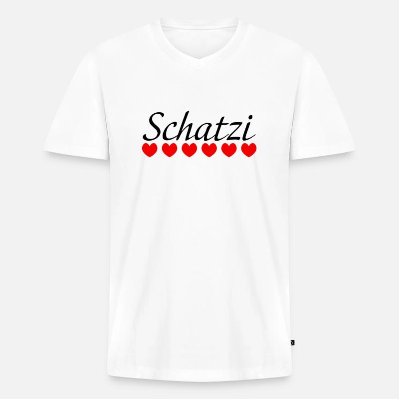 Herzchen Schatzi - Männer Premium Bio T-Shirt mit V-Ausschnitt - Weiß