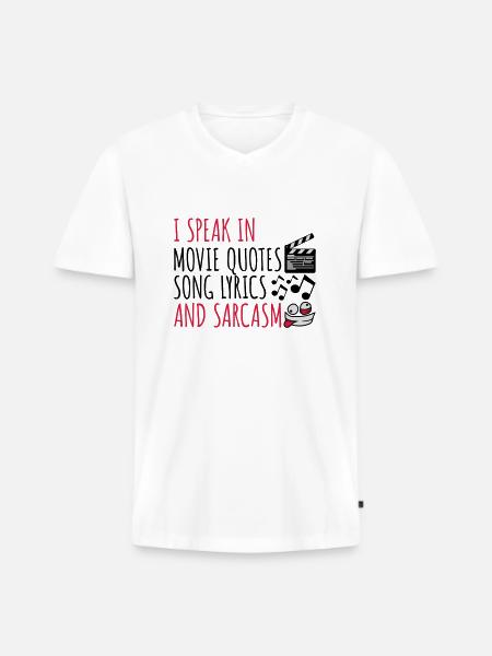speak lyrics and sarcasm - Men's Premium Organic T-shirt with V-neck - white