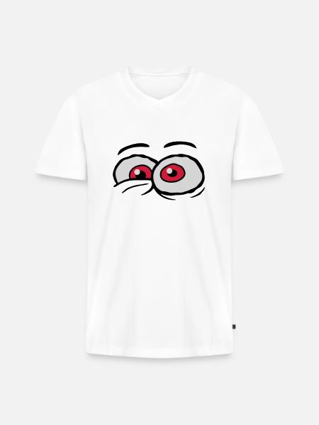 Comic Eyes Crazy Design - Men's Premium Organic T-shirt with V-neck - white