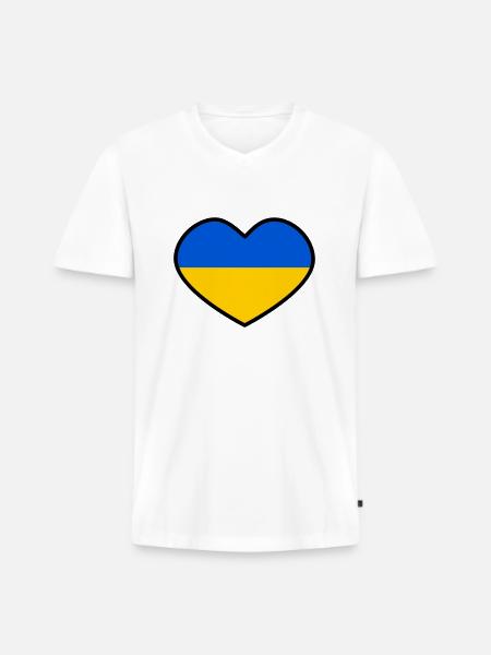 Ukraine Heart - Men's Premium Organic T-shirt with V-neck - white