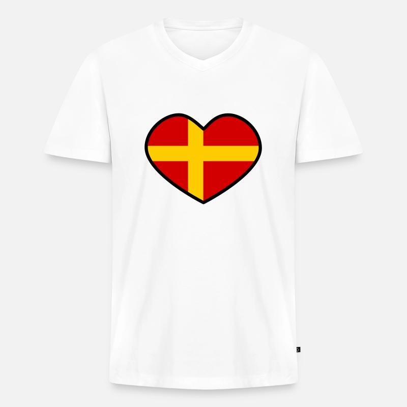Skåne Herz - Männer Premium Bio T-Shirt mit V-Ausschnitt - Weiß