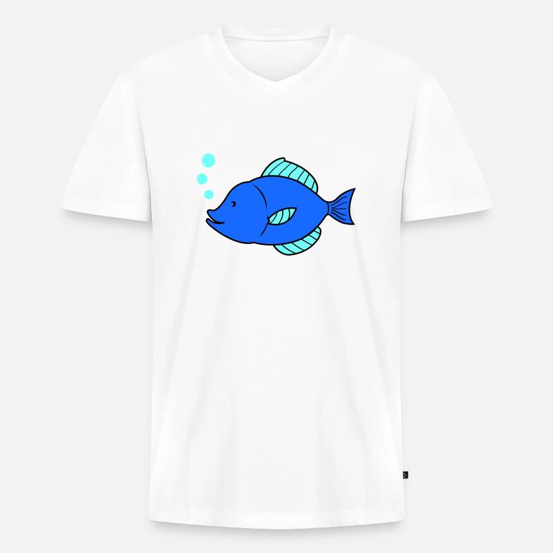 fisch comic - Männer Premium Bio T-Shirt mit V-Ausschnitt - Weiß