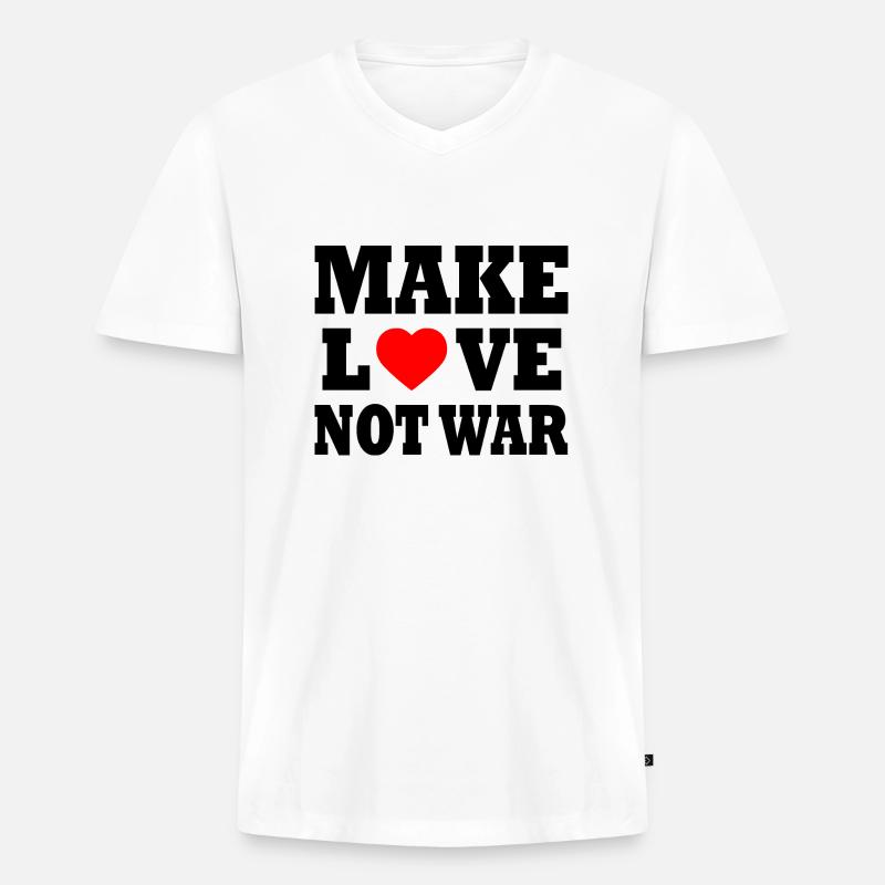 Make love not war - Männer Premium Bio T-Shirt mit V-Ausschnitt - Weiß