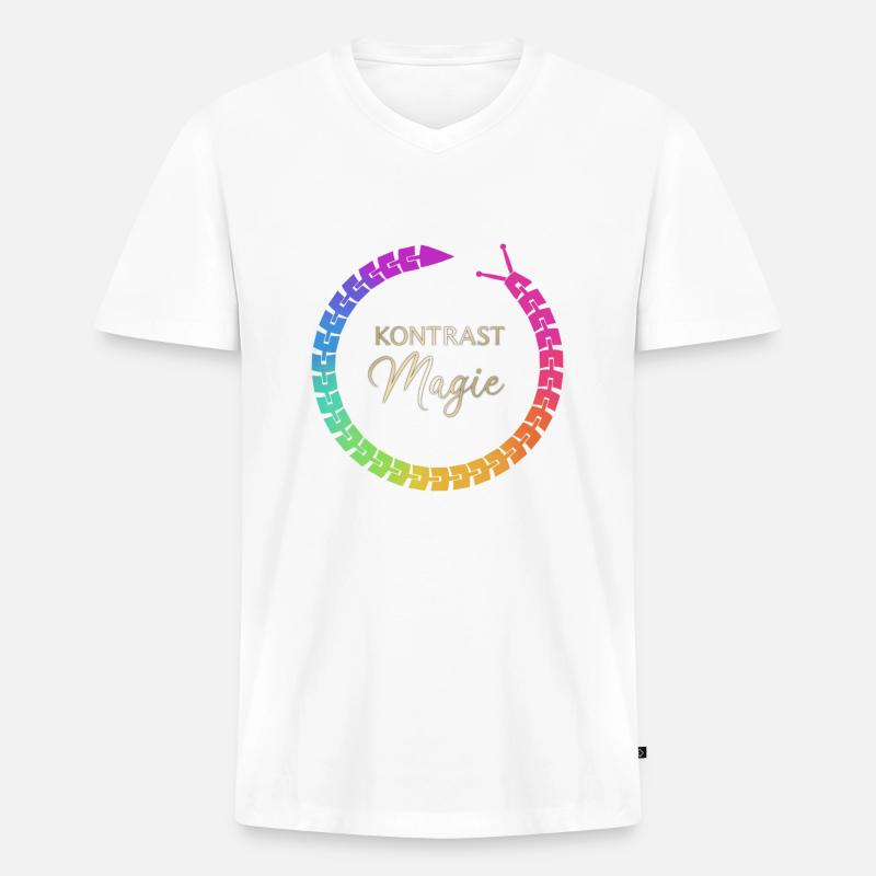 KontrastMagie Version 1 - Männer Premium Bio T-Shirt mit V-Ausschnitt - Weiß