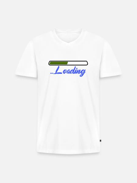 Loading - Men's Premium Organic T-shirt with V-neck - white