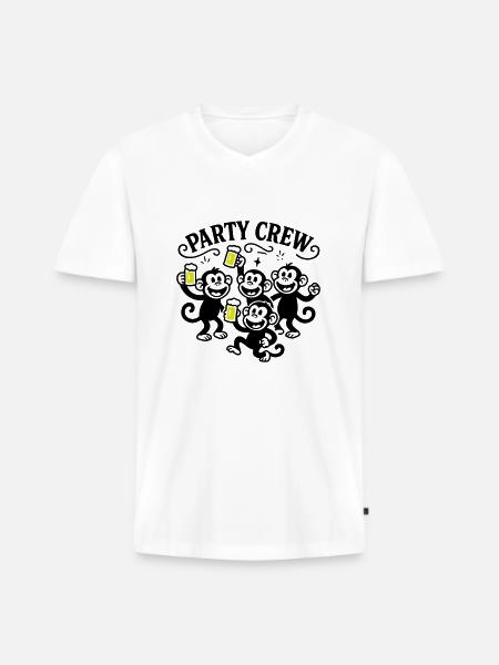 Party Crew Monkey Beer - Men's Premium Organic T-shirt with V-neck - white