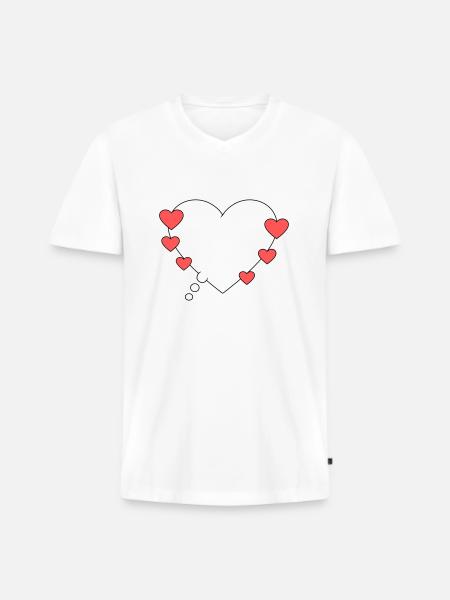 Denkblase mit Herzen - Männer Premium Bio T-Shirt mit V-Ausschnitt - Weiß