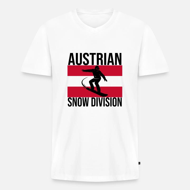 Austrian Snow Division Snowboard Tee - Männer Premium Bio T-Shirt mit V-Ausschnitt - Weiß