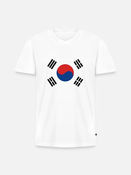 Südkorea - Männer Premium Bio T-Shirt mit V-Ausschnitt - Weiß
