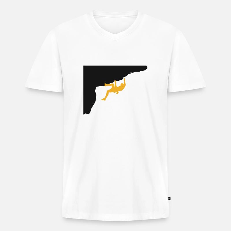 Klettern - Männer Premium Bio T-Shirt mit V-Ausschnitt - Weiß