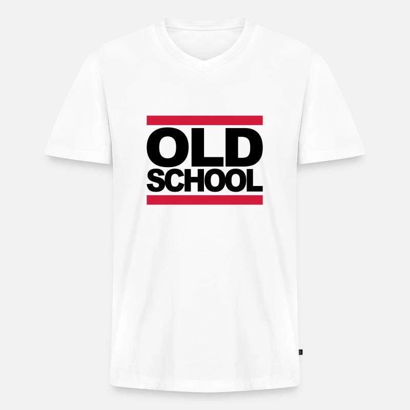 oldschool_2c - Männer Premium Bio T-Shirt mit V-Ausschnitt - Weiß