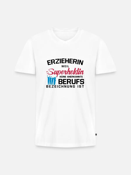 Erzieherin - Männer Premium Bio T-Shirt mit V-Ausschnitt - Weiß