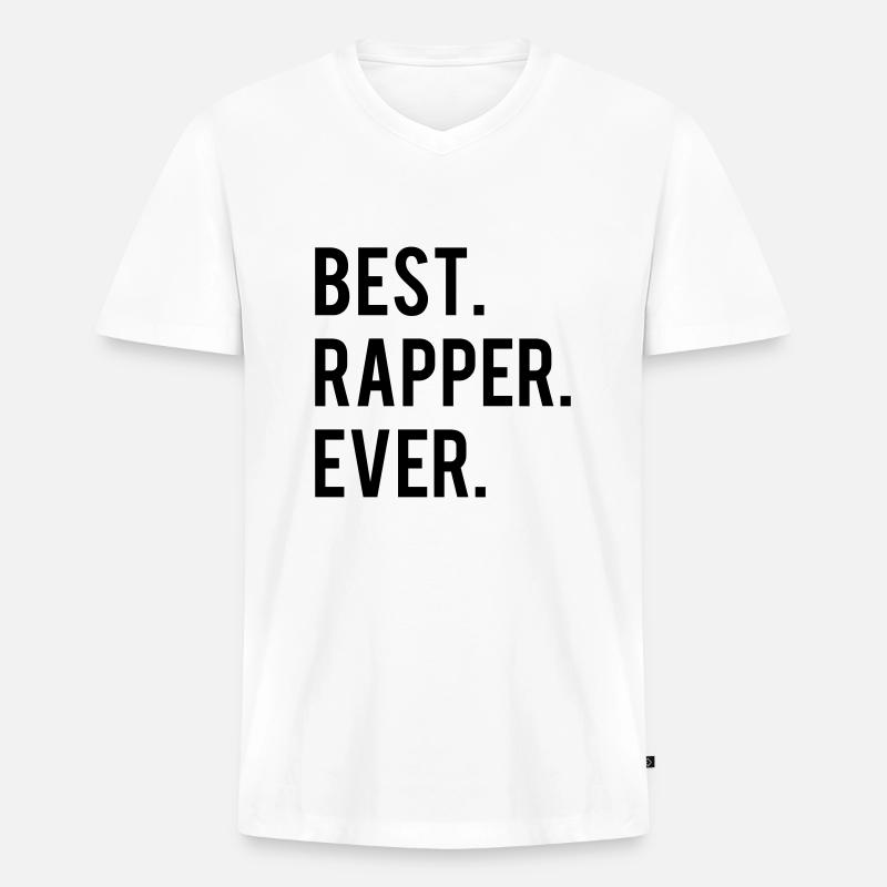 Best Rapper Ever - Männer Premium Bio T-Shirt mit V-Ausschnitt - Weiß