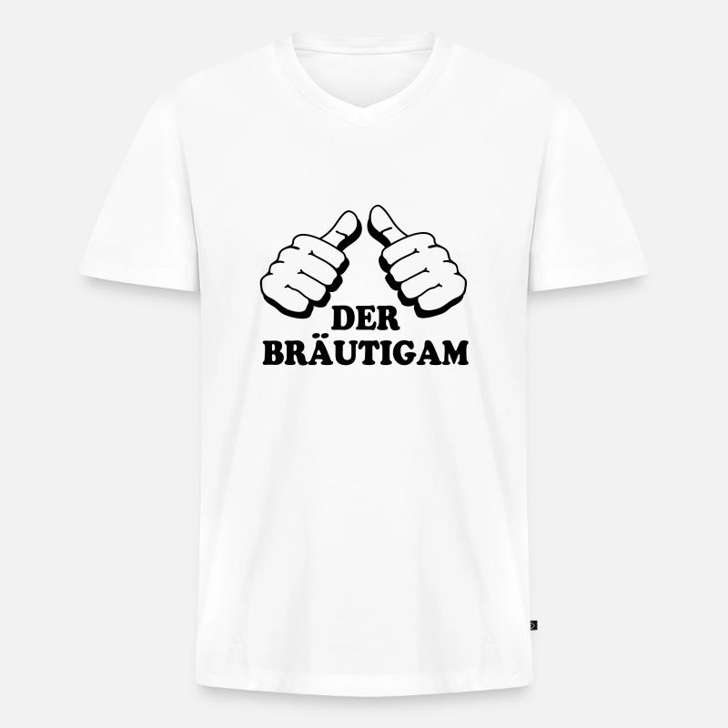 der Bräutigam - Männer Premium Bio T-Shirt mit V-Ausschnitt - Weiß