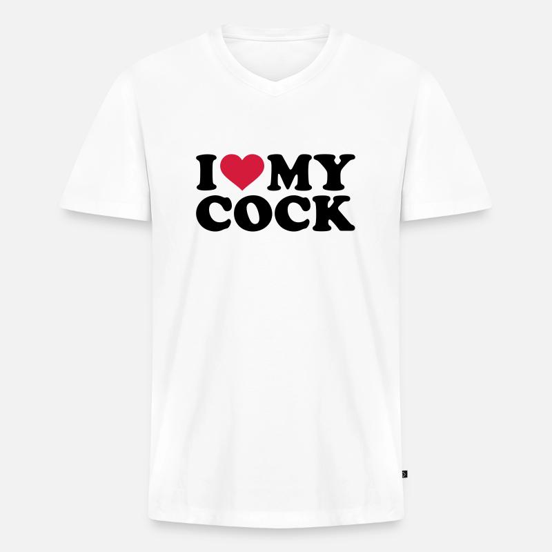 Penis - Männer Premium Bio T-Shirt mit V-Ausschnitt - Weiß