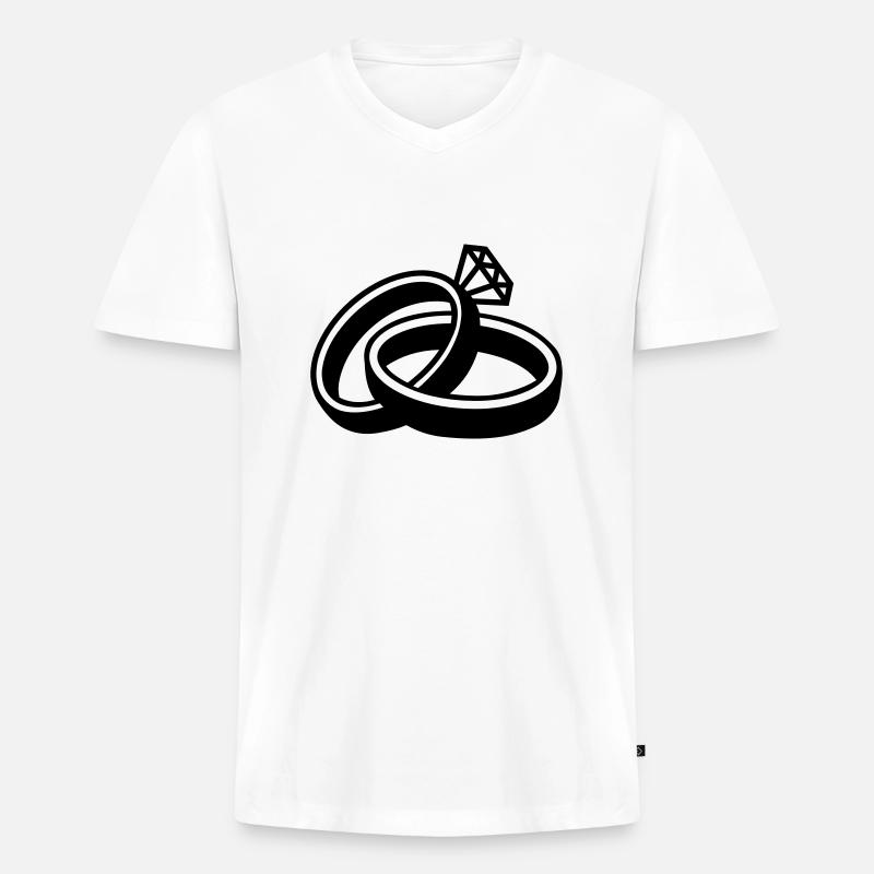 Ringe - Männer Premium Bio T-Shirt mit V-Ausschnitt - Weiß