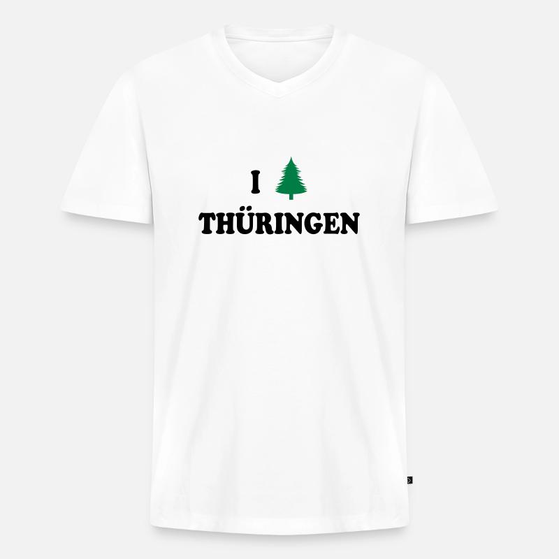 I Love Thüringen - Männer Premium Bio T-Shirt mit V-Ausschnitt - Weiß