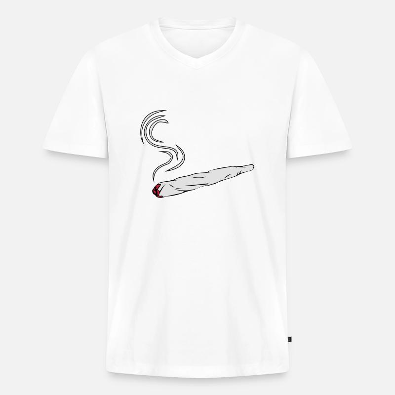 kiffen joint design - Männer Premium Bio T-Shirt mit V-Ausschnitt - Weiß