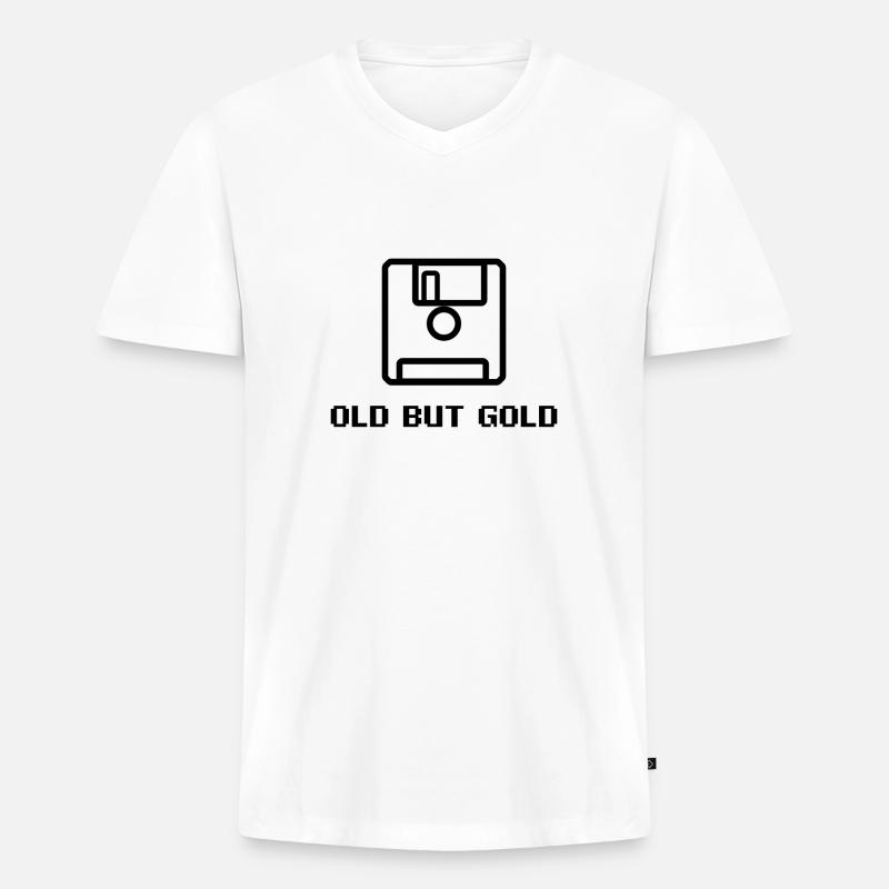Old but Gold - Männer Premium Bio T-Shirt mit V-Ausschnitt - Weiß