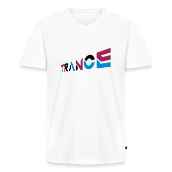 Conception de lettrage Music Trance - T-shirt encolure en V Premium bio Homme - blanc - Devant - Nico (187cm)