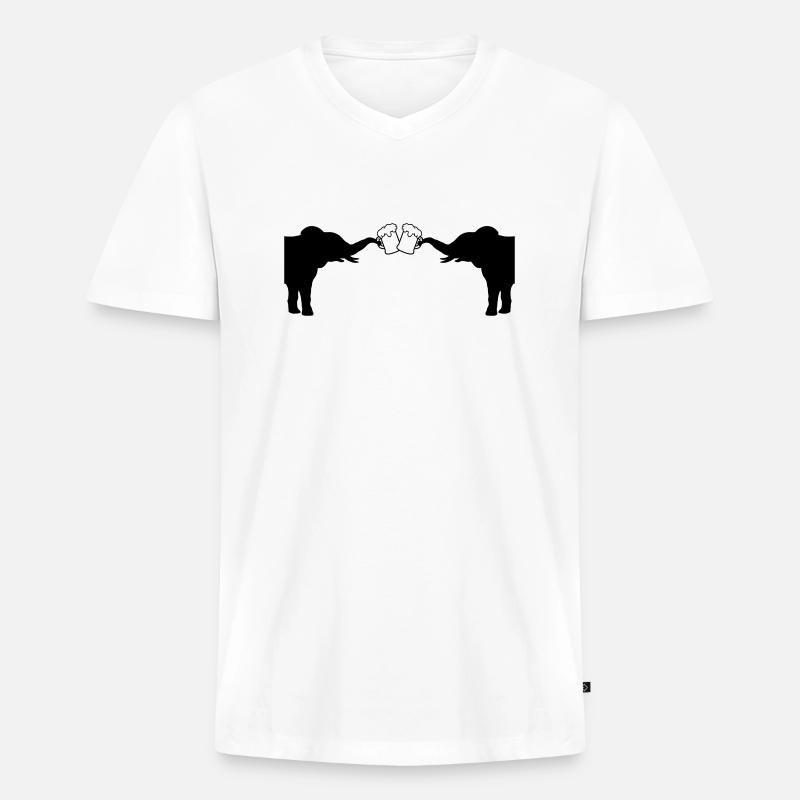 Anstoßen 2 Elefanten Bier - Männer Premium Bio T-Shirt mit V-Ausschnitt - Weiß