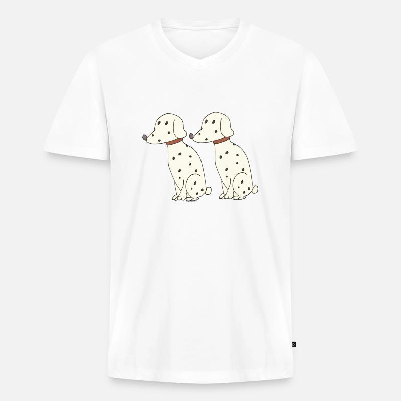dalmatiner doppelt - Männer Premium Bio T-Shirt mit V-Ausschnitt - Weiß
