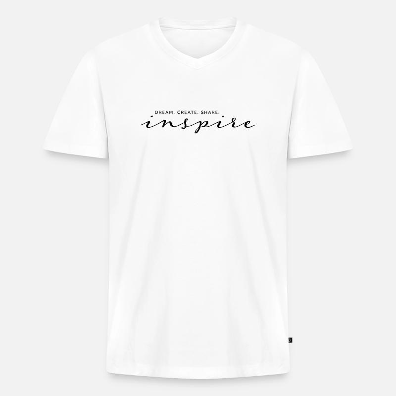 Dream Create Share Inspire - Männer Premium Bio T-Shirt mit V-Ausschnitt - Weiß