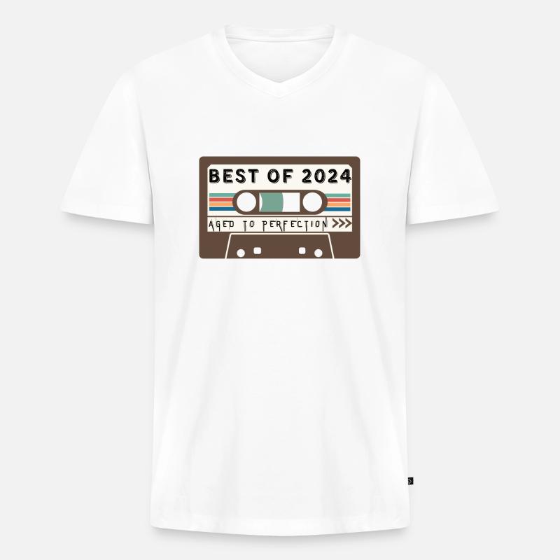 Das Beste aus 2024 - Männer Premium Bio T-Shirt mit V-Ausschnitt - Weiß