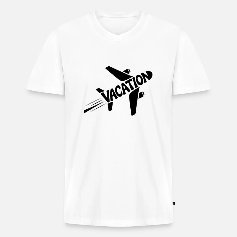 Urlaub - Cooles Urlaubspiktogramm - Männer Premium Bio T-Shirt mit V-Ausschnitt - Weiß