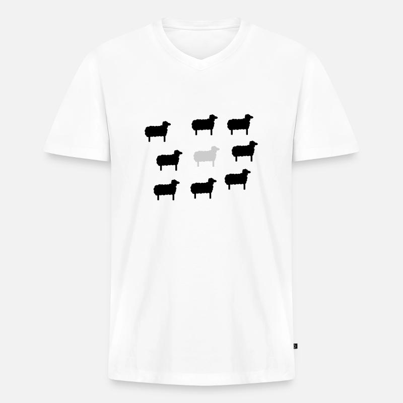 weißes Schaf - Männer Premium Bio T-Shirt mit V-Ausschnitt - Weiß
