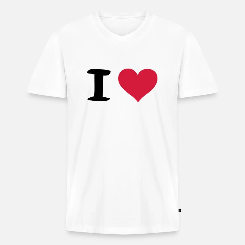 i heart - Männer Premium Bio T-Shirt mit V-Ausschnitt - Weiß