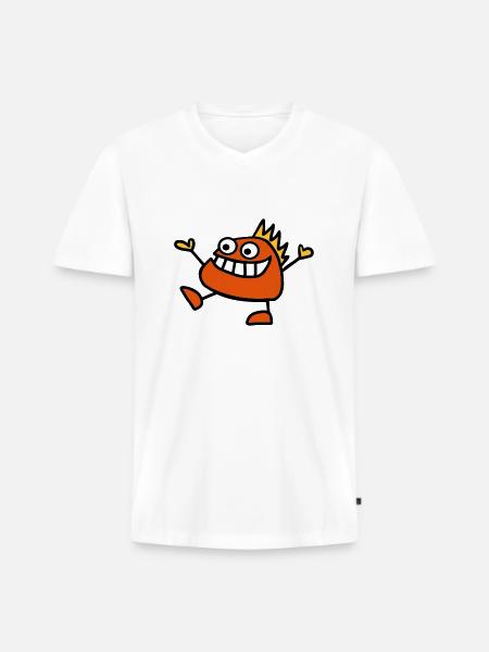 Lustiges Monster - Männer Premium Bio T-Shirt mit V-Ausschnitt - Weiß