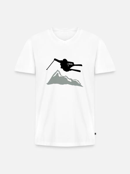 ski jump i mountain - Men's Premium Organic T-shirt with V-neck - white