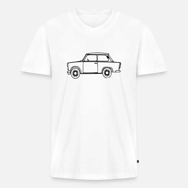 Trabant Outlines - Männer Premium Bio T-Shirt mit V-Ausschnitt - Weiß