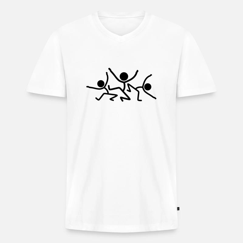 Dancing Party Team - Männer Premium Bio T-Shirt mit V-Ausschnitt - Weiß