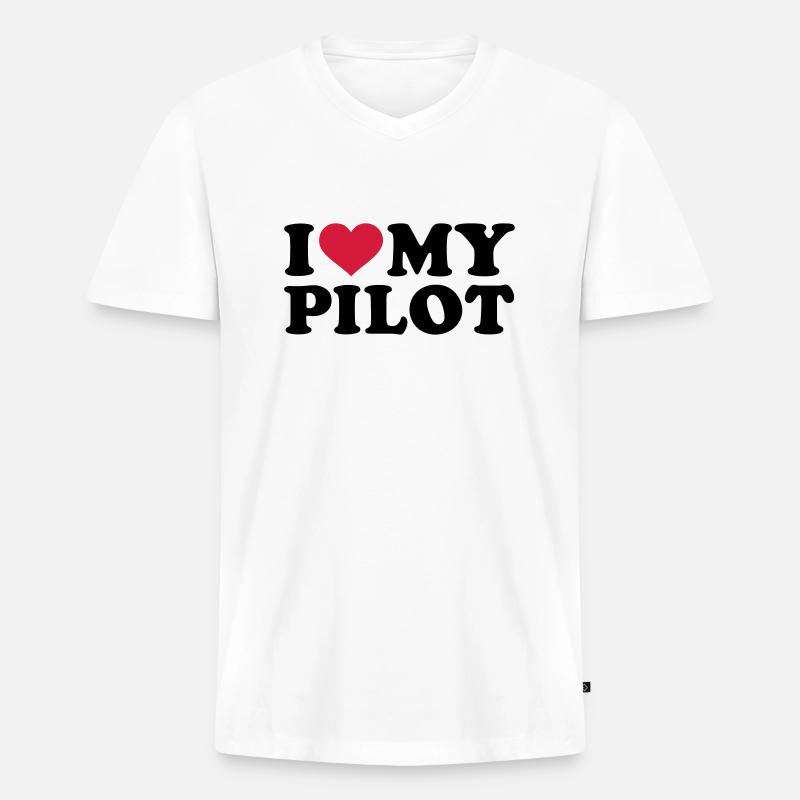 Pilot - Männer Premium Bio T-Shirt mit V-Ausschnitt - Weiß