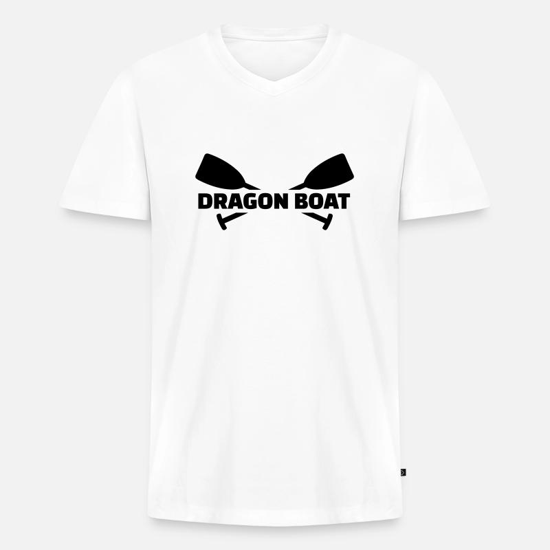 Drachenboot - Männer Premium Bio T-Shirt mit V-Ausschnitt - Weiß