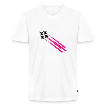 Tornados - Männer Premium Bio T-Shirt mit V-Ausschnitt - Weiß - Vorne - Nico (187cm)