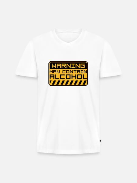 Warning May Contain Alcohol - Men's Premium Organic T-shirt with V-neck - white