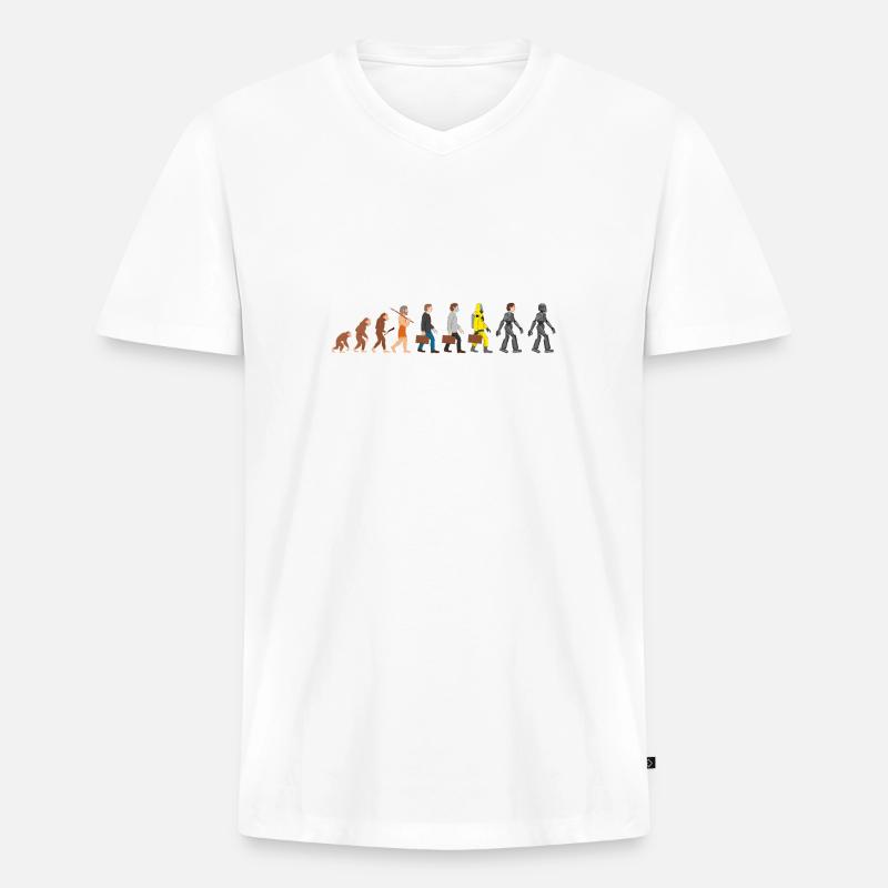 Evolution unsere ferne Zukunft - Männer Premium Bio T-Shirt mit V-Ausschnitt - Weiß