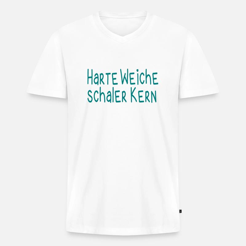 Harte Weiche Schaler Kern - Männer Premium Bio T-Shirt mit V-Ausschnitt - Weiß