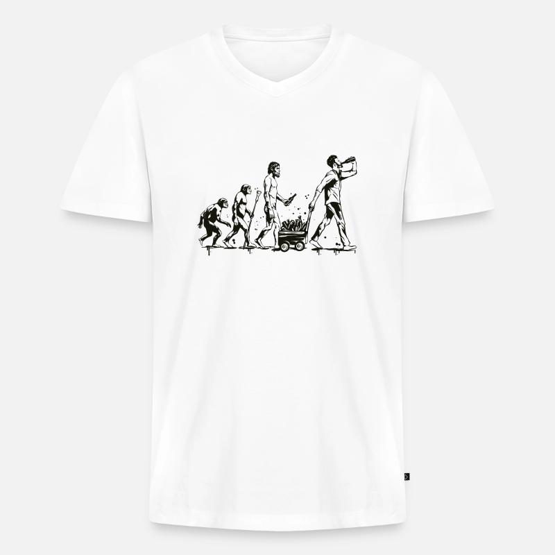 Die Evolution des Bieres - Männer Premium Bio T-Shirt mit V-Ausschnitt - Weiß