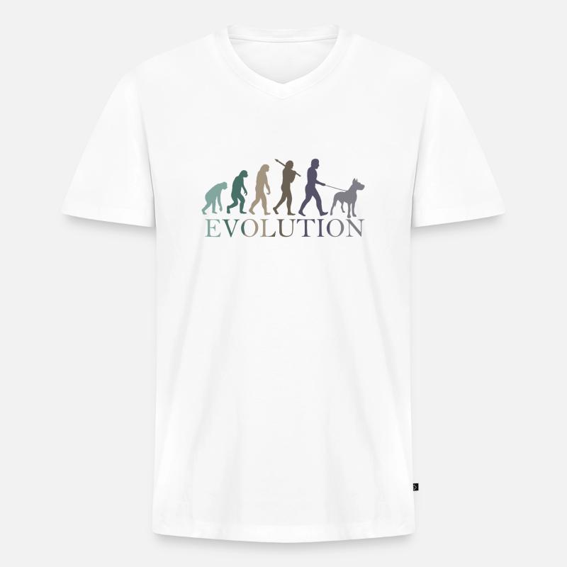 Die Evolution der Deutschen Dogge - Männer Premium Bio T-Shirt mit V-Ausschnitt - Weiß