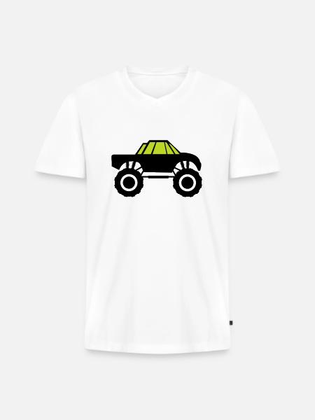 monster truck - Männer Premium Bio T-Shirt mit V-Ausschnitt - Weiß