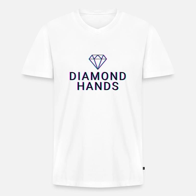 Diamond Hands - Crypto - Männer Premium Bio T-Shirt mit V-Ausschnitt - Weiß