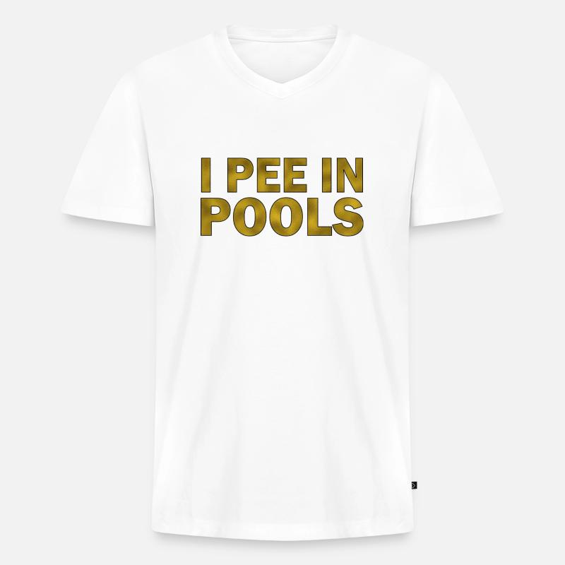 I pee in pools - Männer Premium Bio T-Shirt mit V-Ausschnitt - Weiß