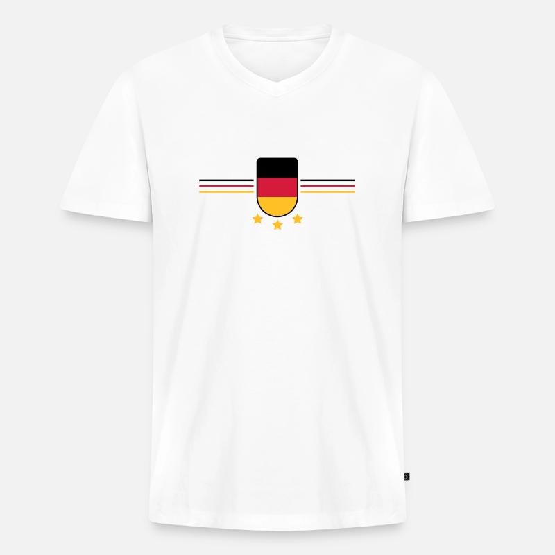 deutschland 3 sterne - Männer Premium Bio T-Shirt mit V-Ausschnitt - Weiß
