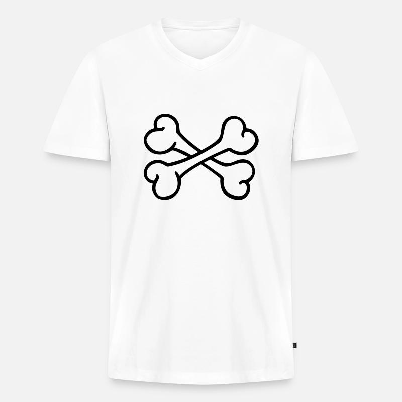 Knochen - Männer Premium Bio T-Shirt mit V-Ausschnitt - Weiß