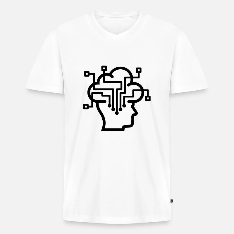 Datenschutz Cloud Vernetzt Denken - Männer Premium Bio T-Shirt mit V-Ausschnitt - Weiß